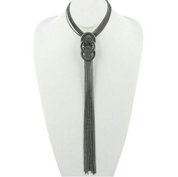 Crystal Avenue Jewelry - Interlinked Metal Ring Multi Chain Necklace Crystal Avenue Jewelry - Interlinked Metal Ring Multi Chain Necklace